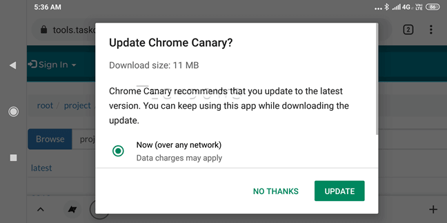 Google добавила в Chrome для Android возможность фонового обновления