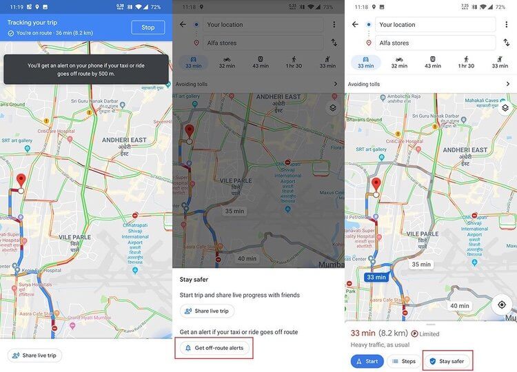 Google Maps тестируют функцию оповещения пользователя при смене таксистом первоначального маршрута