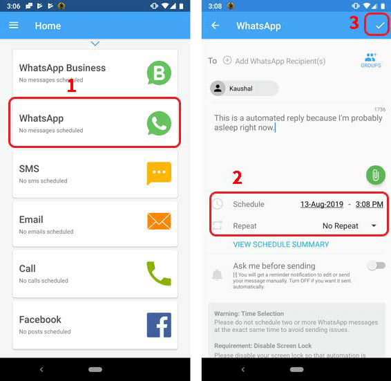 Как запланировать отправку WhatsАpp-сообщений на Android